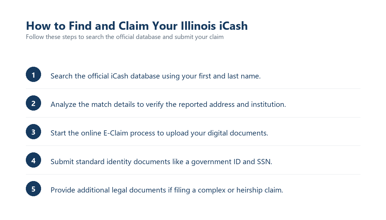 Follow these steps to search the official database and submit your claim