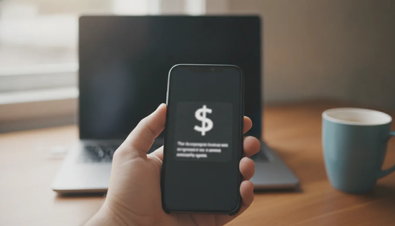 Person checking a suspicious text message about unclaimed money on a smartphone