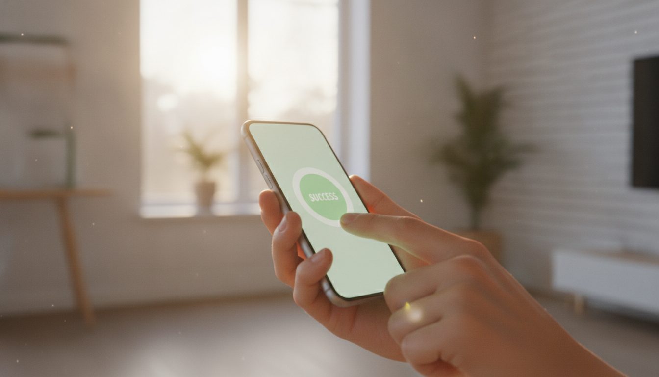 A person's hand using a smartphone to finish an electronic claim