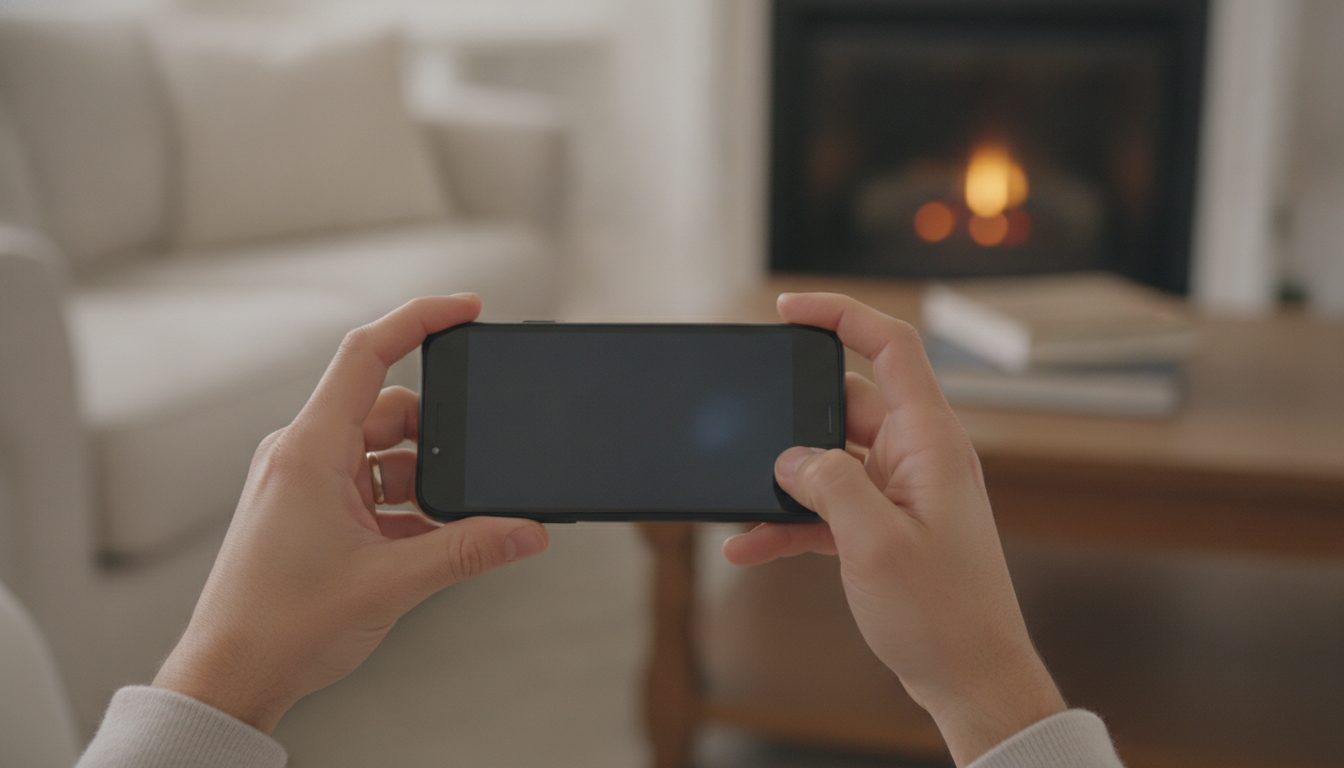 Hands holding a mobile phone during a private call.