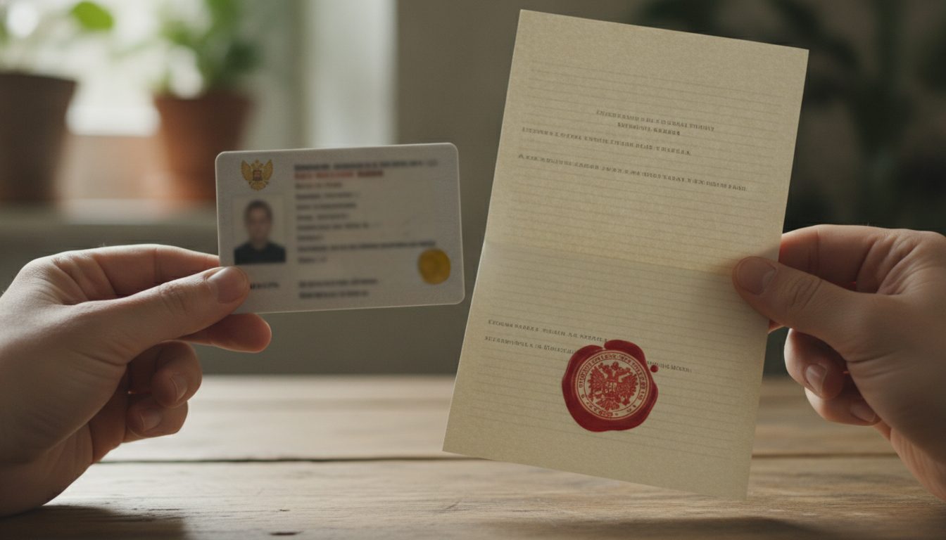 A person organizing the identification and notarized documents needed for a high-value asset claim.