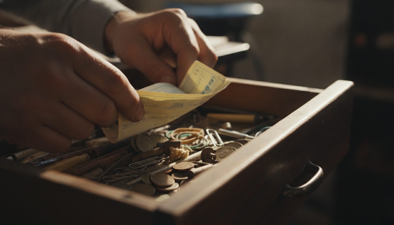 A person finding a forgotten uncashed check that has been inactive past its dormancy period.