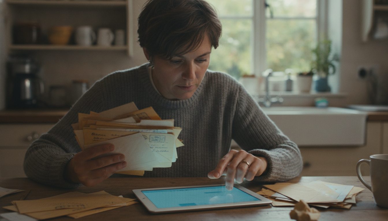 A person searching the Maryland unclaimed property database on a tablet at home.