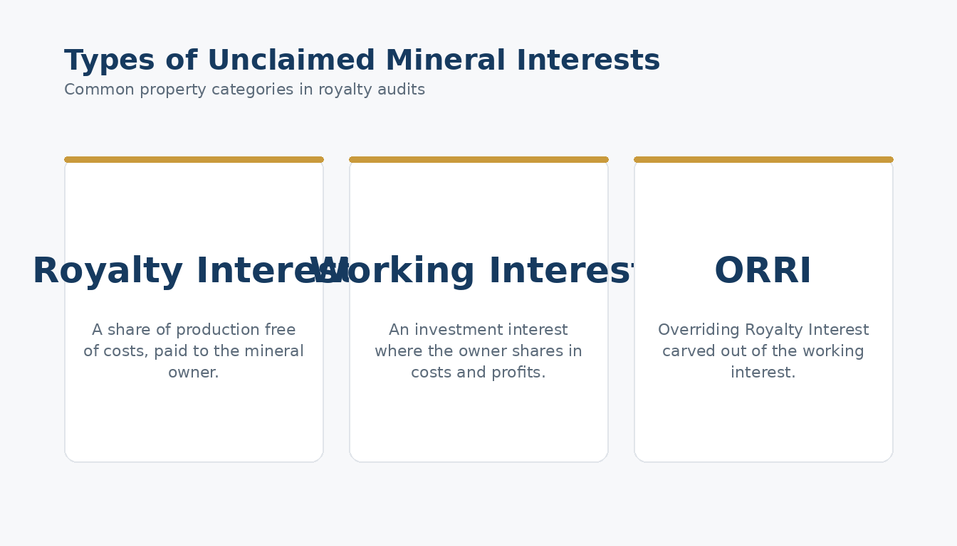 Common property categories in royalty audits